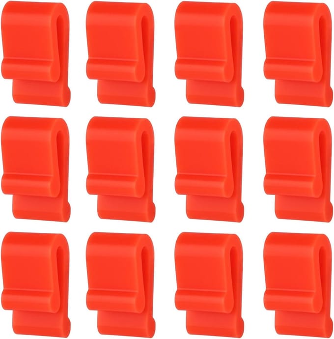 12 Stuks Dutch Oven Deksel Beschermclips, Siliconen Kookgerei Beschermclips Pot Bumpers Lifter Accessoires voor Stapelen Opslag (Rood)