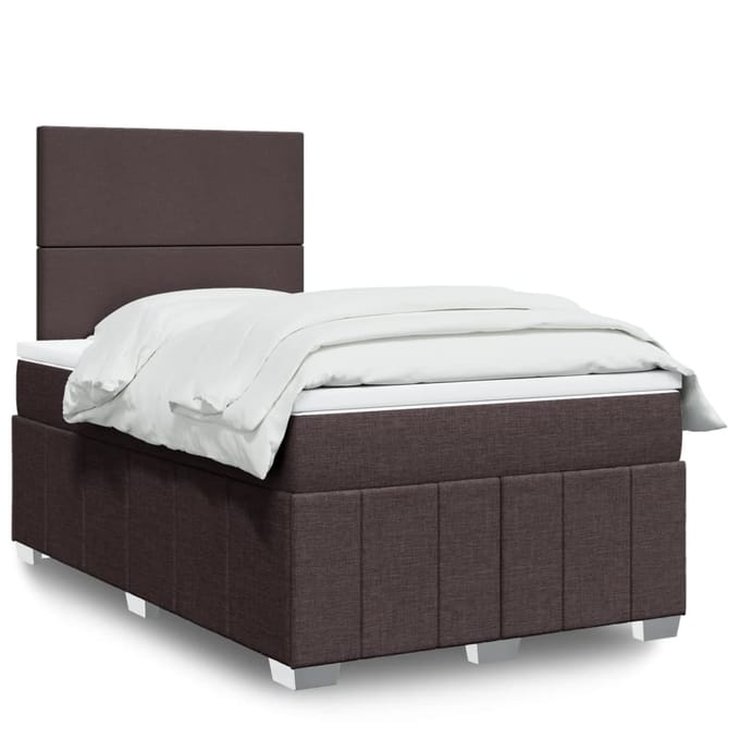 vidaXL - Boxspring - met - matras - stof - donkerbruin - 120x200 - cm