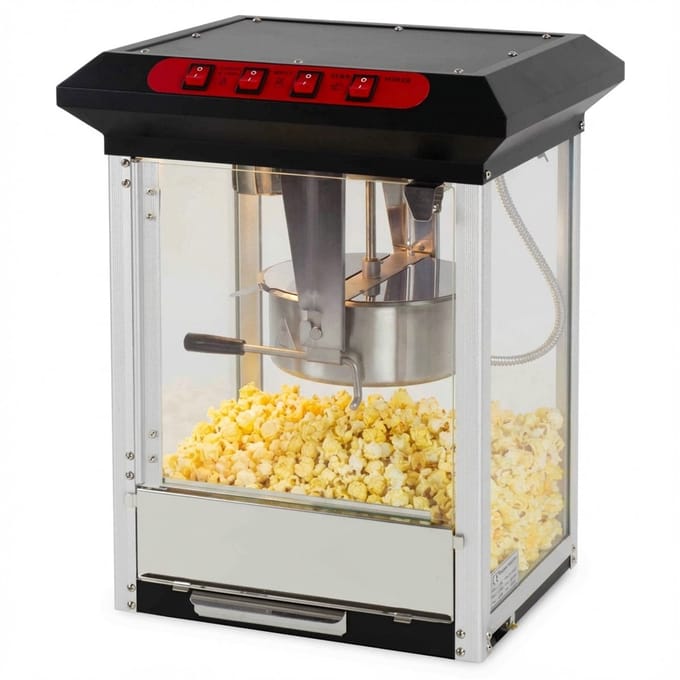 HCB® - Professionele compacte Popcorn machine - 230V - Popcornmachine - Zwart - Horeca Popcornmaker - 14.9 kg - 6241