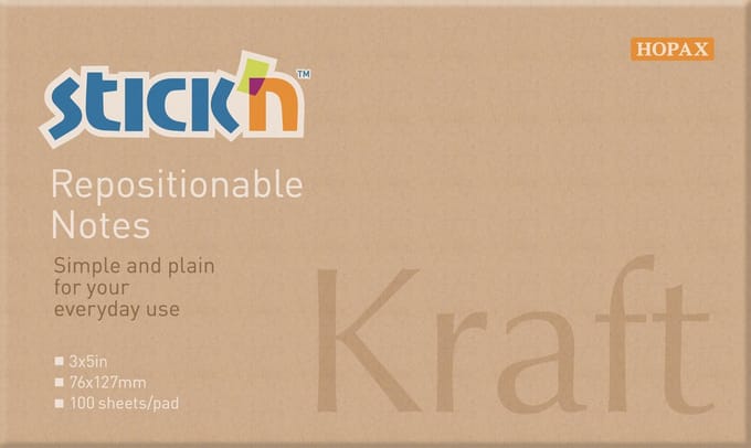 Stick'n Sticky Notes - 76x127mm - Kraft Papier - 100 Memoblaadjes