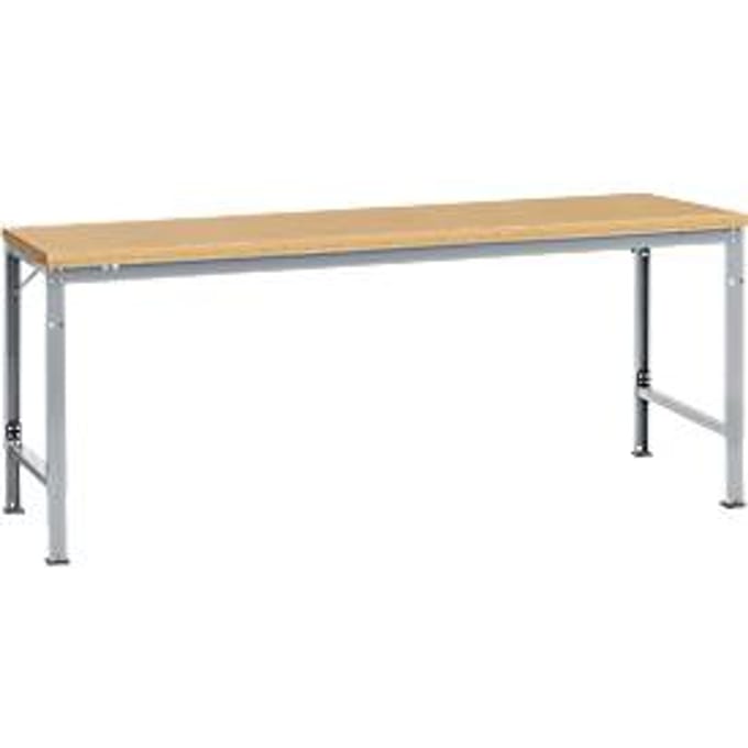 Manuflex basistafel UNIVERSAL Speciaal, 2000 x 1000 mm, multiplex natuur, aluminium zilver