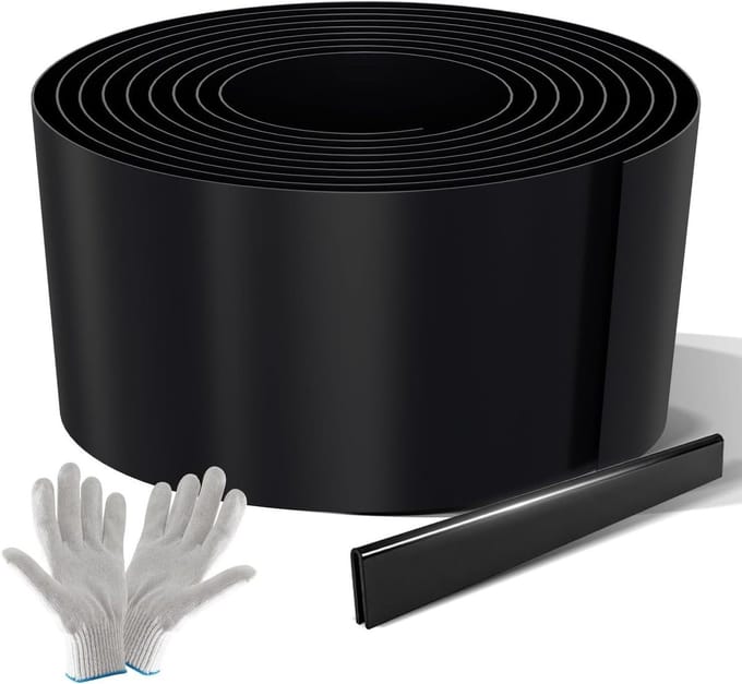 Gazonrand Metaal - Bloembedomranding Borderrand - Tuin Onderhoud - Omgeslagen Randen - 5 Meter 15cm - Zwart