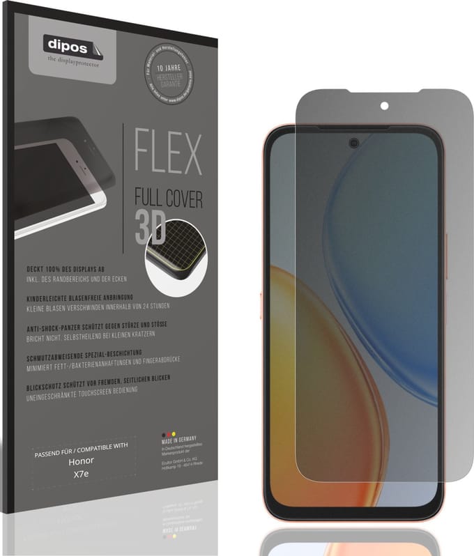dipos FLEX – Matte Privacy Screenprotector geschikt voor Honor X7e | Volledige Schermbescherming | Case-Friendly