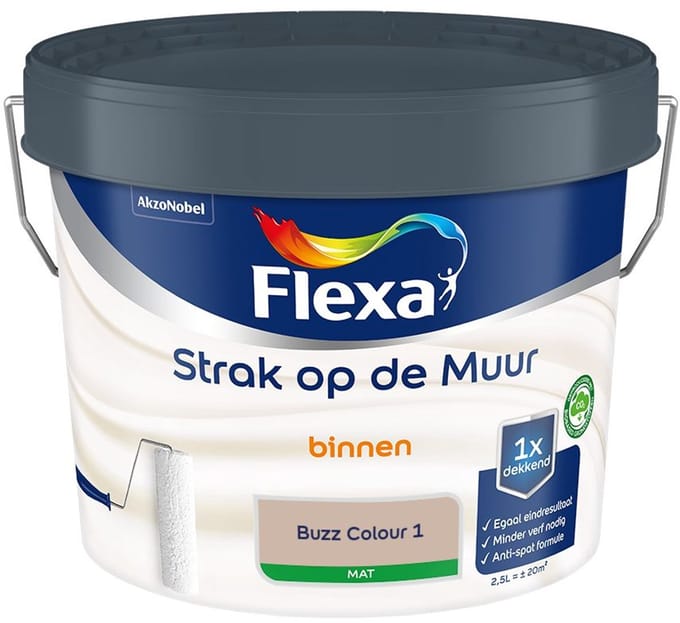 Flexa - Strak Op De Muur Binnen Mat - Buzz Colour 1 - Mengverf - 2,5 L