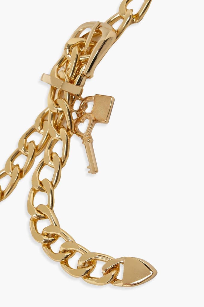 boohoo Dames Chunky gouden kettingriem met gesp en sleutel