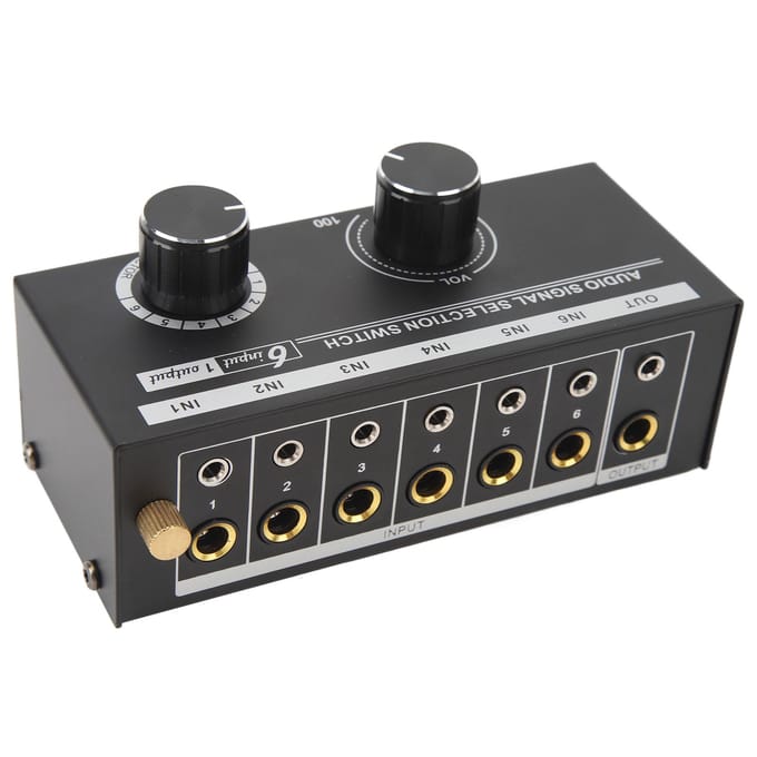 QH 06 6 In 1 Uit Audio Schakelaar 6 in 1 Uit Audio Signaal Selector Schakelaar Bron Selectie Schakelaar Telefoon black