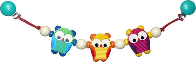 Hess houten wagenhanger uiltjes - kleurrijke speelboog voor baby's.