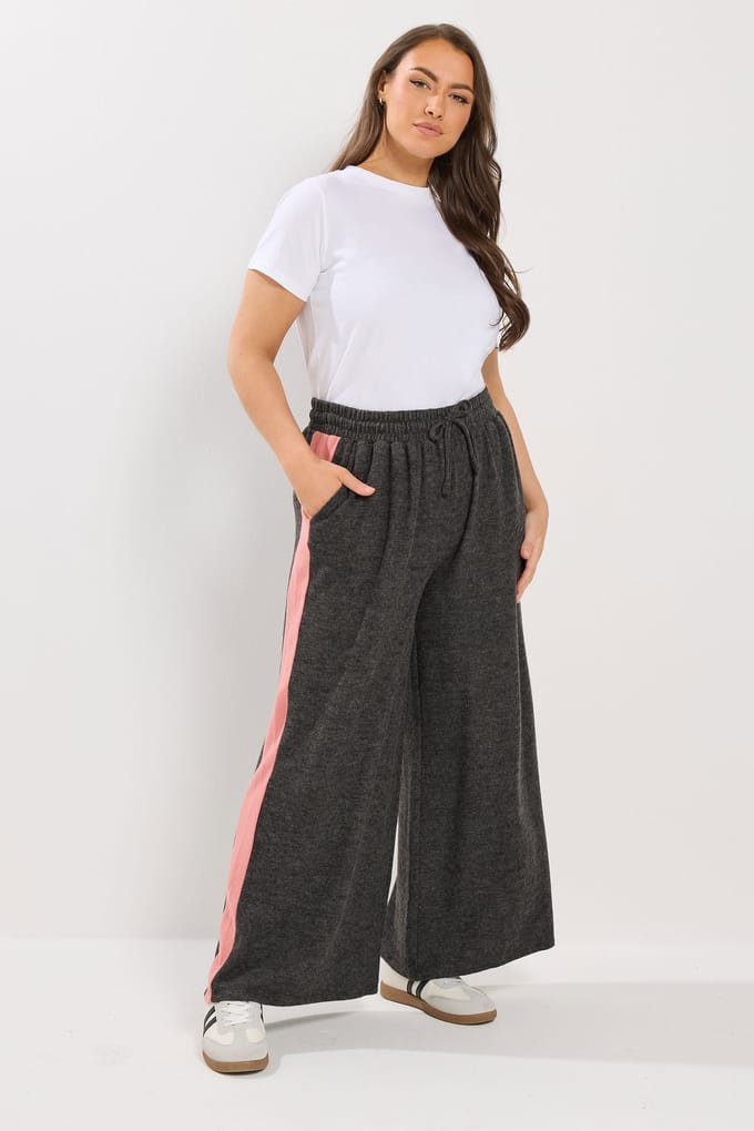 Yours Grijze Broek Met Streep Aan De Zijkant Size 48