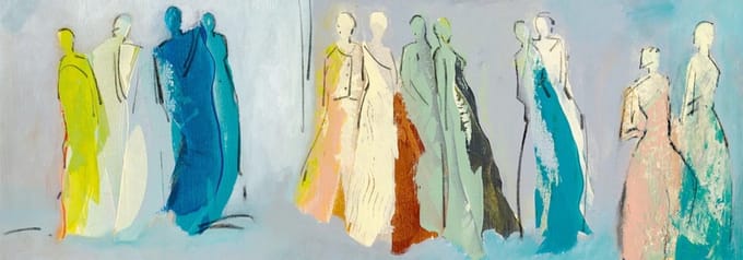 Kunstdruk Cilia De Munnik - Begegnungen I 100x35cm