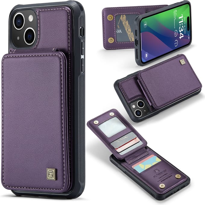 Portemonnee Backcover met RFID-bescherming voor iPhone 15 Plus / 14 Plus _ Paars
