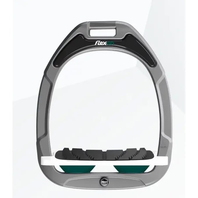 Ingelande stijgbeugels Grip Aluminium/Wit/Groen Flex-On Green Composite