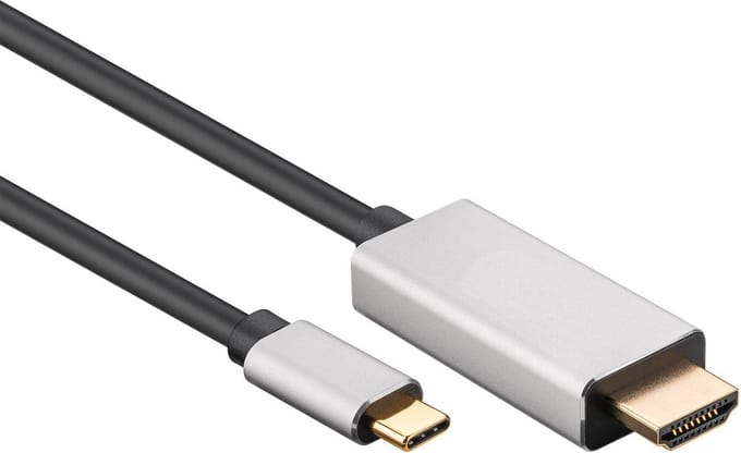 Goobay USB-C naar HDMI-kabel, 2 m, zwart; zilveren, 8K @ 30 Hz, 20 Gbit/s, USB 3.2
