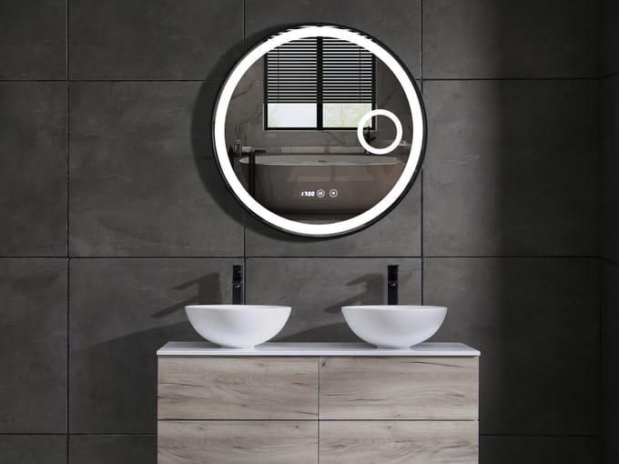 Mawialux LED Badkamerspiegel - 120cm - Rond - Verwarming - Digitale klok - Julia