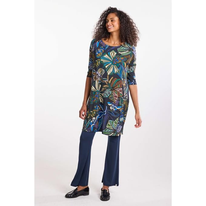 DIDI Dames Loose dress Easy Blue Meadow print maat 48