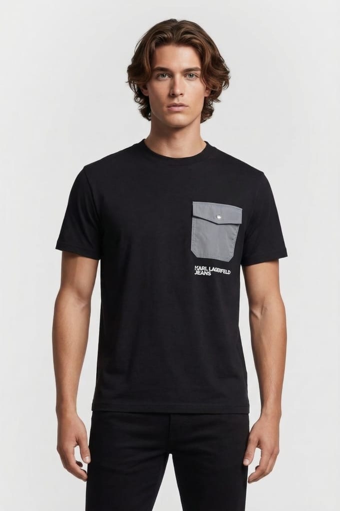 Karl Lagerfeld Black Klj Reg Mixed Material Tee Taglia: XL | Magliette basic Outlet | Uomo