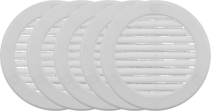 4 Inch Ventilatierooster 5-Pack - Rond Luchtrooster met Insectenscherm