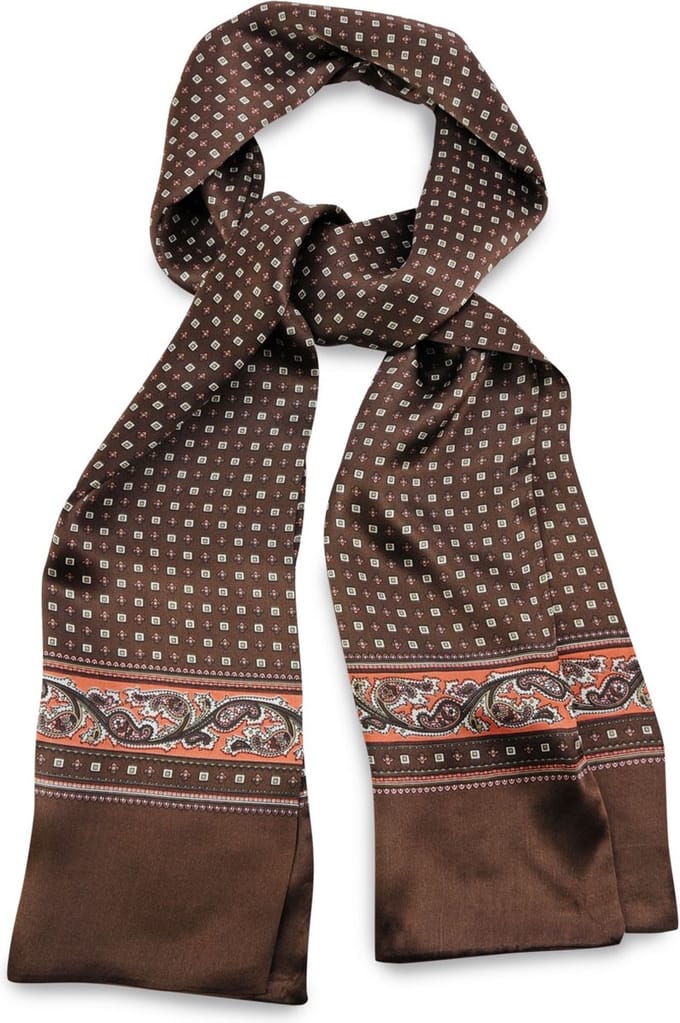We Love Ties - Sjaals - Herensjaal Patterned Silk - bruin / oranje / beige