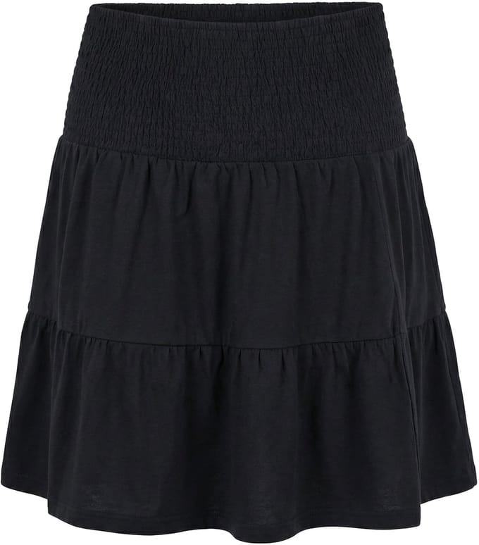MIAMODA - Dames - Jersey rok A-lijn brede gerimpelde tailleband - Zwart - Maat 52