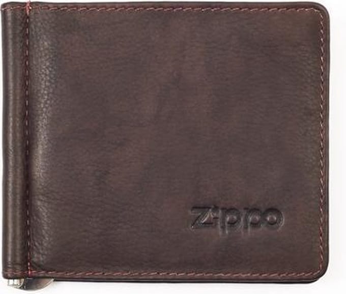 Lederen portemonnee met money clip Zippo - Bruin