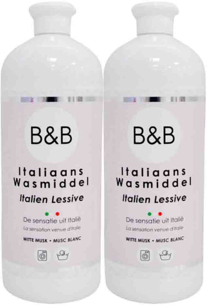 B&B Italiaanse Wasparfum - Wasmiddel Witte Musk - 2 x 1000 ml - Voordeelverpakking
