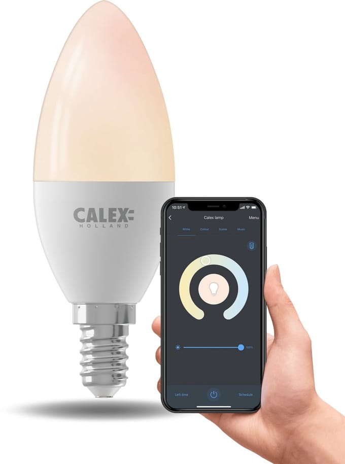 Calex Slimme LED Lamp - E14 - Wifi LED Kaarslamp - Warm Wit Licht - Werkt met App, Amazon Alexa en Google Home - 5W