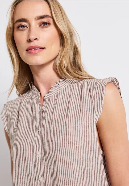 Mouwloze linnen blouse