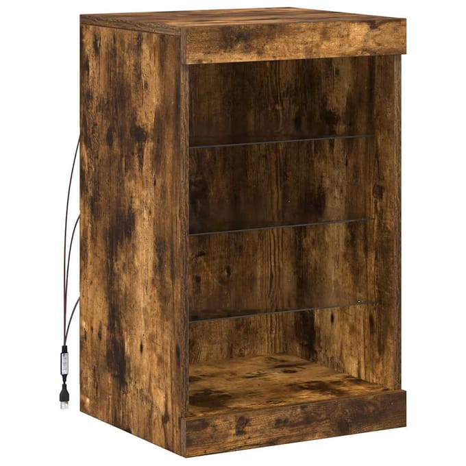 vidaXL - Dressoir - met - LED-verlichting - 41x37x67 - cm - gerookt - eikenkleurig