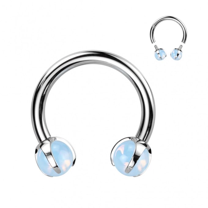 Piercing titanium horseshoe 1.2x10x3 - opalite - LMPiercings