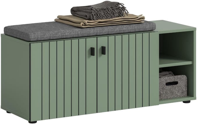 Station garderobe opstelling incl. kussen stoffig groen.