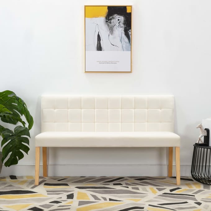 vidaXL - Bankje - 140 - cm - fluweel - crèmekleurig