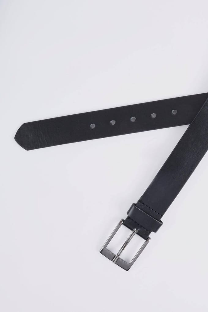 Faux Leather Smart Belt | Black | Size Medium