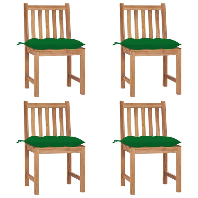 vidaXL - Tuinstoelen - 4 - st - met - kussens - massief - teakhout