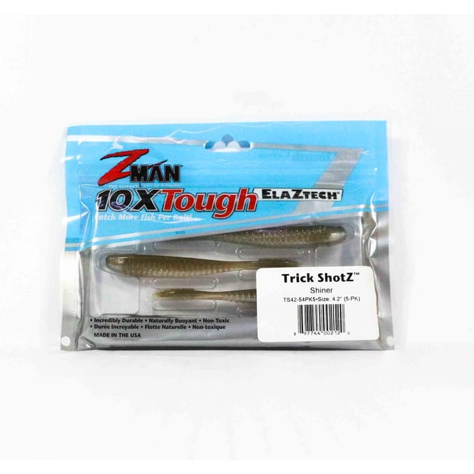 Zman zachte kunstaas Trick Shotz 4,2 inch 6/pack Shiner (2120) blue