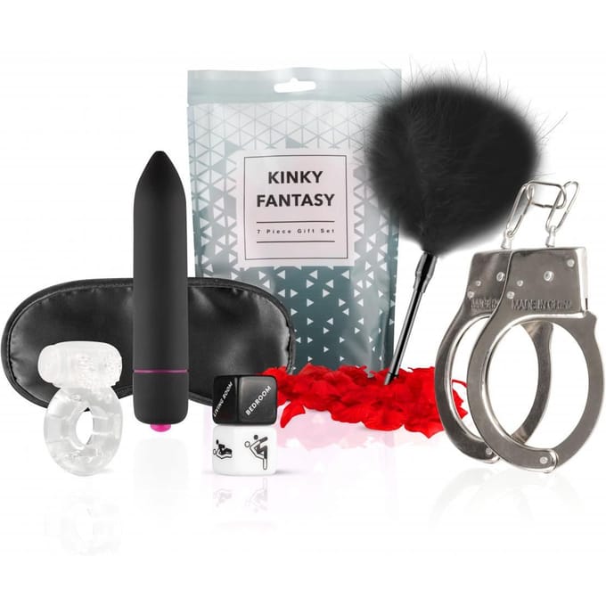 Loveboxxx - Kinky Fantasy - 7 Delige Cadeauset - Geschenkset Mannen, Vrouwen en Koppels - Cadeau Man, Vrouw en Koppels - Giftset Man, Vrouw en Koppels - Erotisch - Zwart