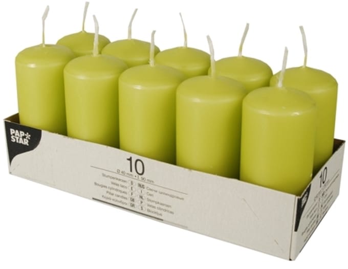 10 Stompkaarsen Ø 40 mm · 90 mm kiwi