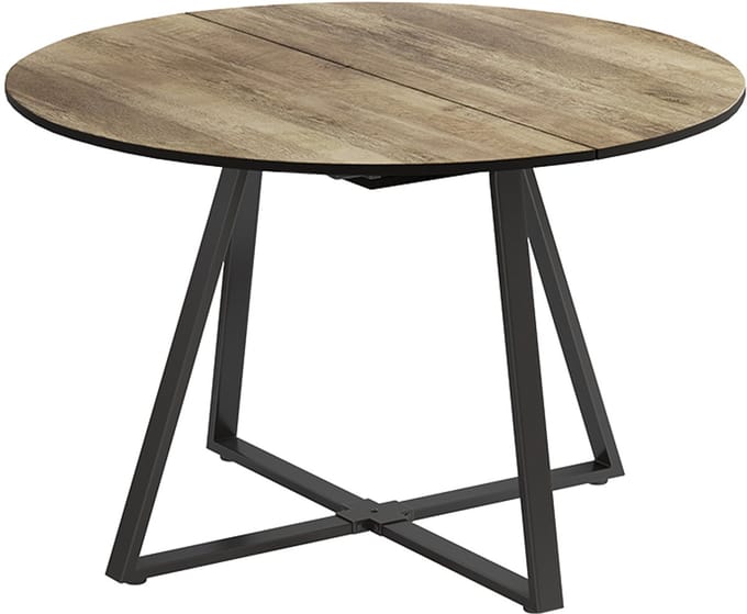 Vicco Eettafel Loyd, Eiken rustiek/Zwart, 120-160 x 120 cm uitschuifbaar