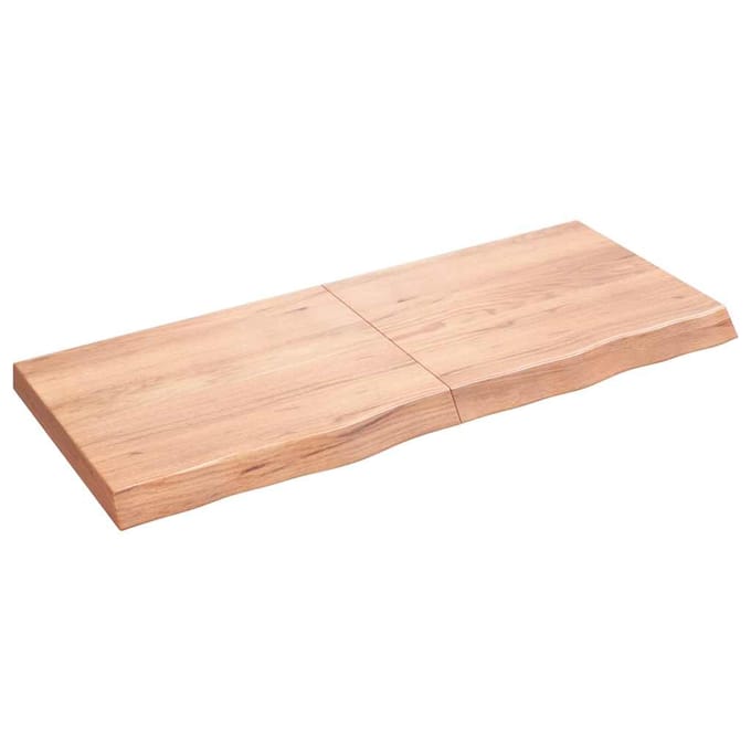 vidaXL - Wandschap - 120x50x(2-6)cm - behandeld - massief - eikenhout - lichtbruin