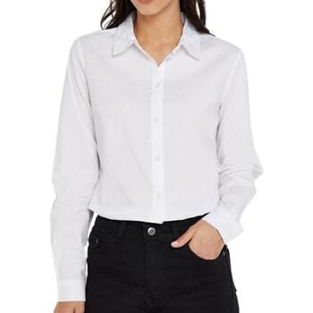 Jacqueline de Yong witte dames blouse   Punt kraag   Regular fit   Knoopsluiting   Lange mouw Wit 34