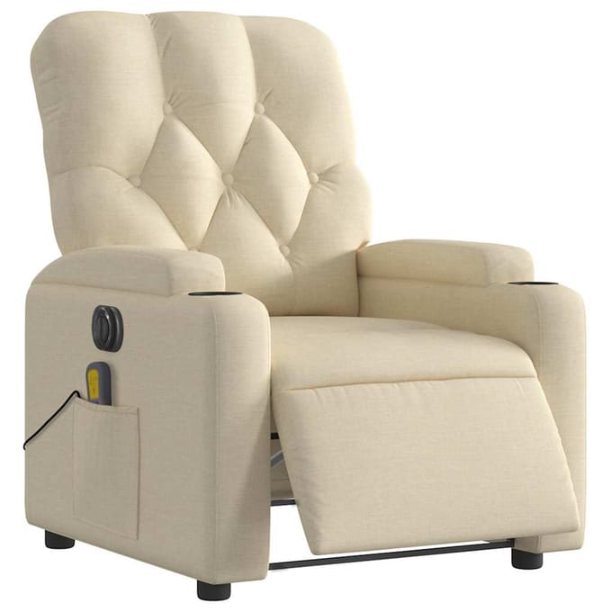 vidaXL - Massagestoel - elektrisch - verstelbaar - stof - crèmekleurig