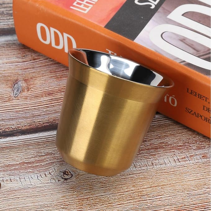 304 Roestvrij Staal Warmtegeïsoleerde Dubbellaagse Koffiekop Mok voor Thuis Koffiebar Goud beige