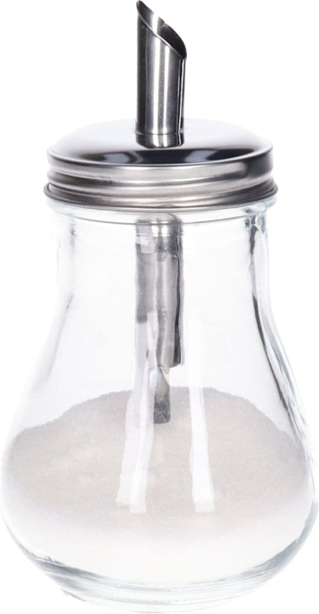 Alessandro Suikerpot - glas/rvs metaal - transparant/zilver - 7 x 14 cm - luxe uitvoering