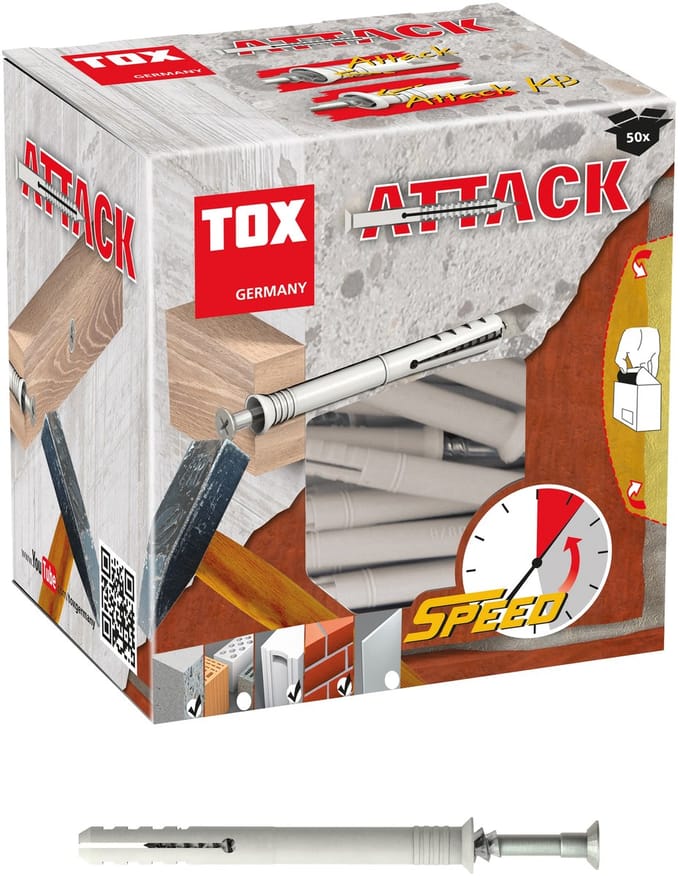 TOX Attack 50 stuk(s) Schroef- & muurplugset 80 mm