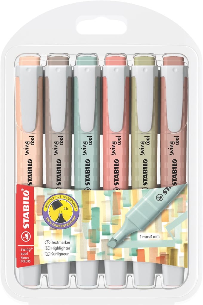 Markeerstift stabilo swing cool nature assorti 6st | 5 stuks