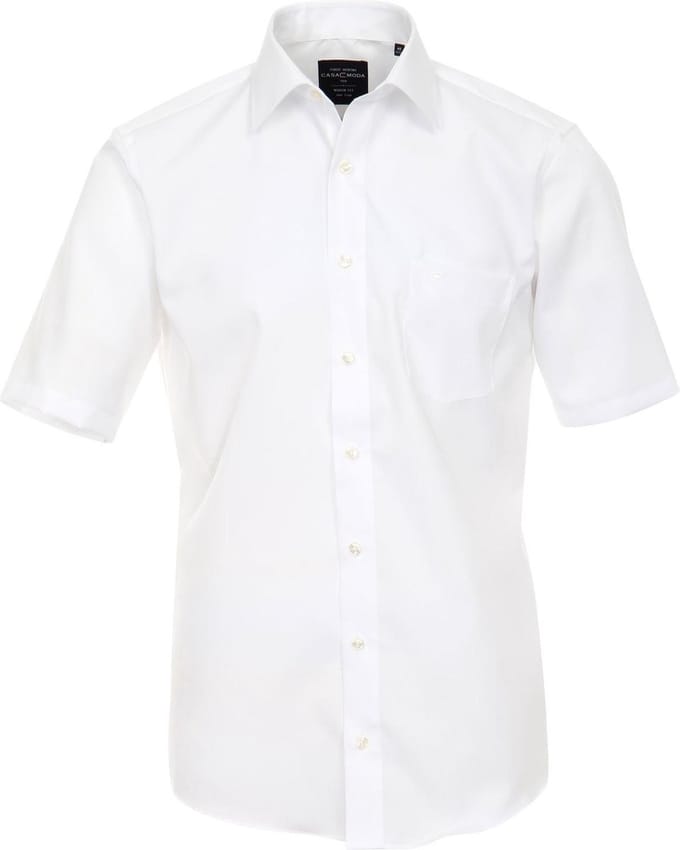 CASA MODA modern fit overhemd - korte mouw - popeline - wit - Strijkvriendelijk - Boordmaat: 43 (EU maat: XL)