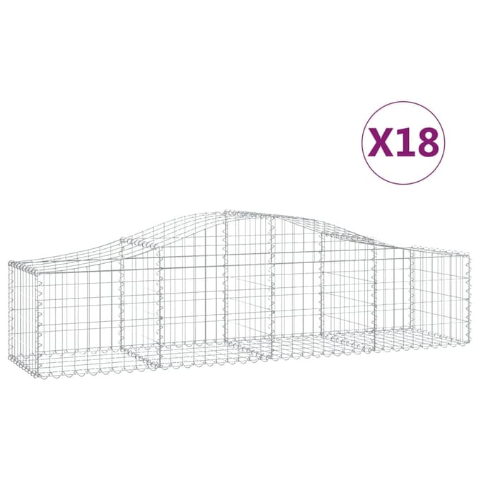 vidaXL - Schanskorven - 18 - st - gewelfd - 200x50x40/60 - cm - gegalvaniseerd - ijzer