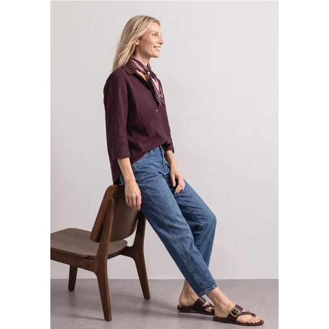 Overhemd met 3/4-mouwen en corduroy-mix