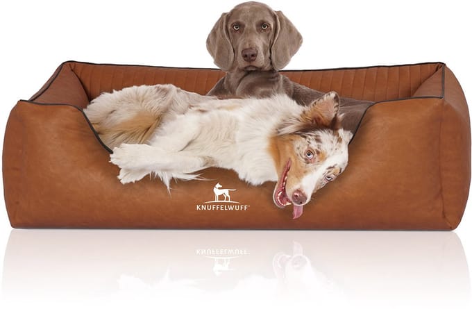 Knuffelwuff Orthopedisch hondenbed Chesapeake van laser-gewatteerd gemarmerd kunstleer XL 105 x 75cm Rusty
