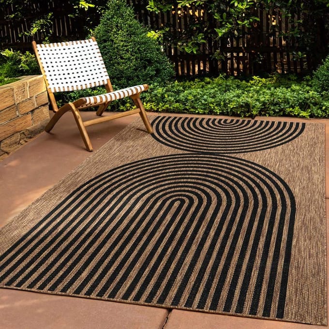 Jute buitenkleed - Serenity beige/zwart 80x150