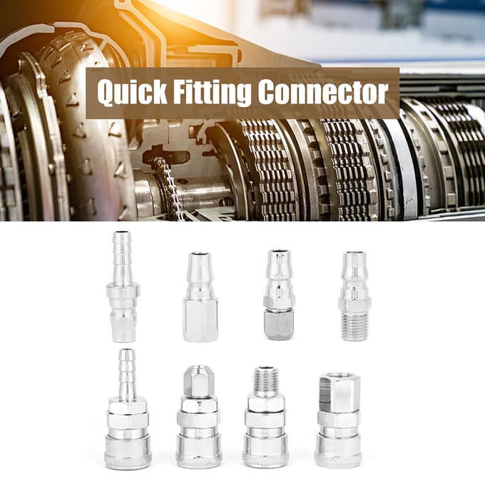 8 stuks 14  Pneumatische Snelkoppelingen Ontgrendelingsplug Stekker Connector Set voor Luchtslang