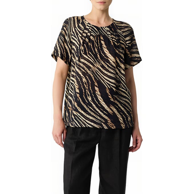 Blouse met abstracte print en plooien voor dames COMMA